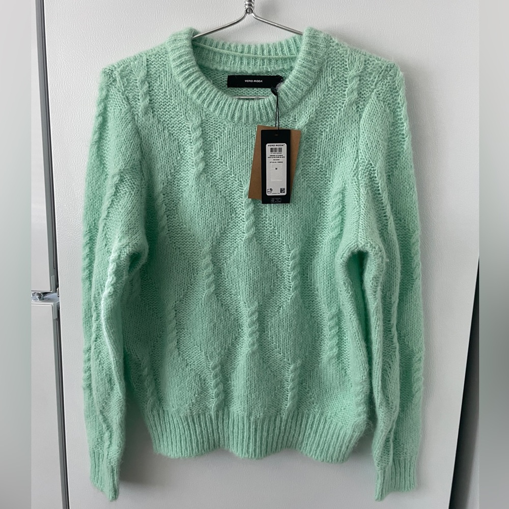 Vero Moda Mint Green Cable Knit Sweater